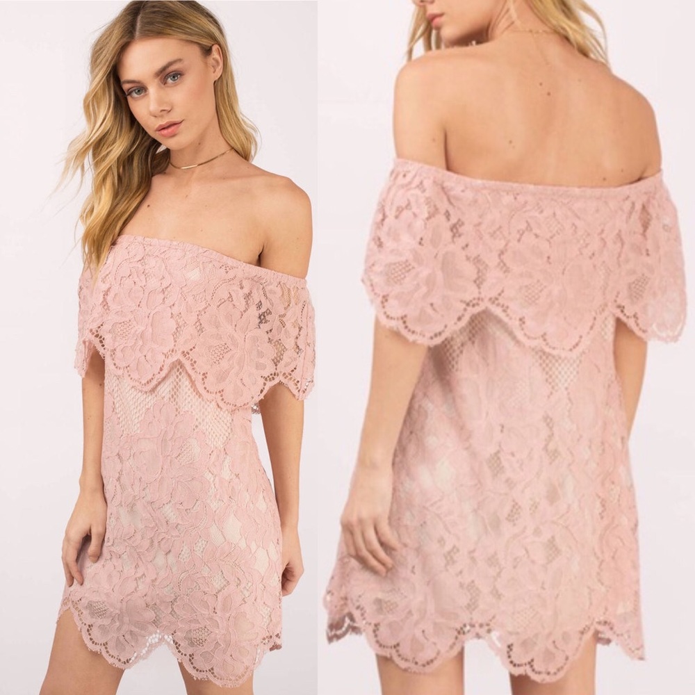 TOBI Play for Keeps rose off shoulder shift dress NWT women’s medium